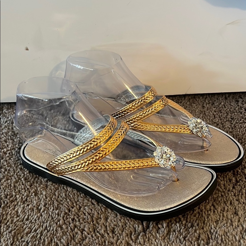 Gold Embellished Sandals 38